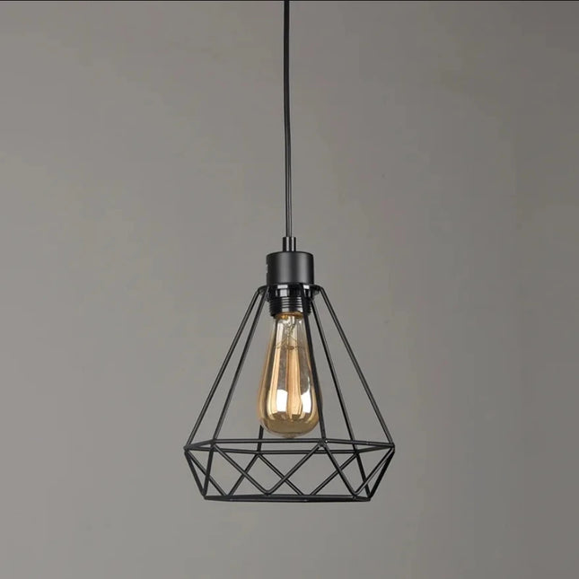 Lampe suspendue en fer nordique noire en éclairage de chevet