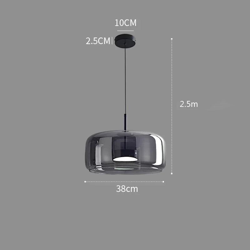 Lampe suspendue LED en verre, design nordique moderne, idéale pour ajouter une touche de sophistication à une chambre.