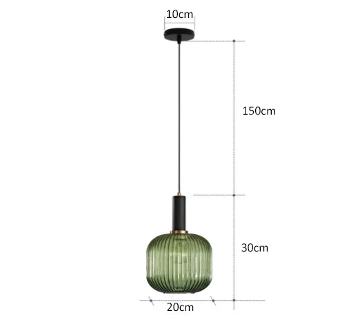 Lampe suspendue vintage en verre coloré vert, ajoutant une touche de couleur et d'élégance à votre intérieur.