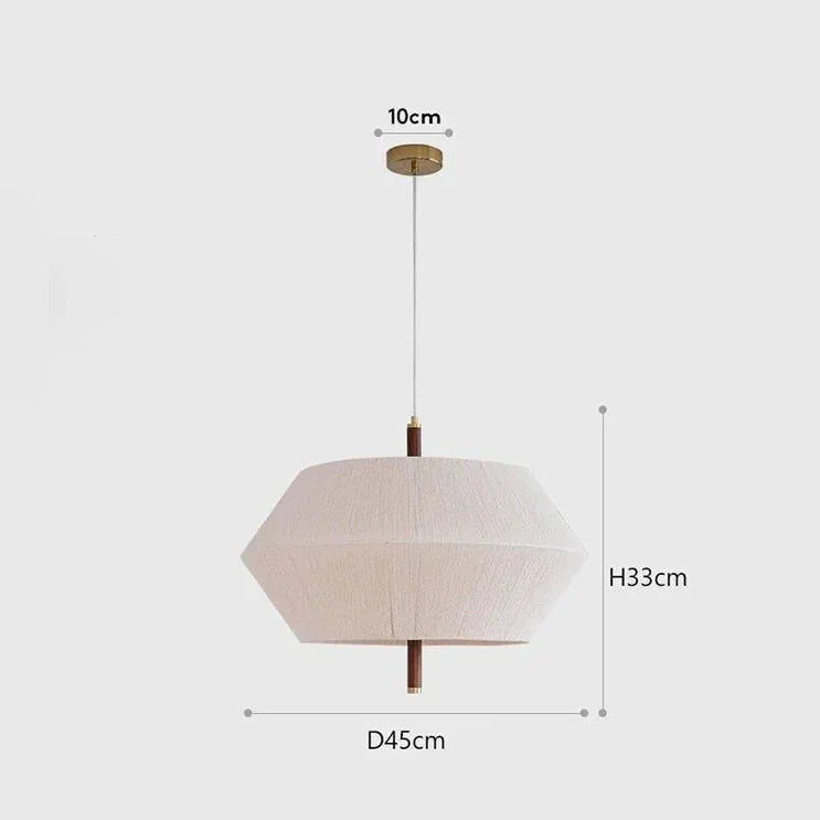 Lampe suspendue en tissu japonais style Wabi-Sabi, un design épuré et minimaliste pour une décoration intérieure moderne.