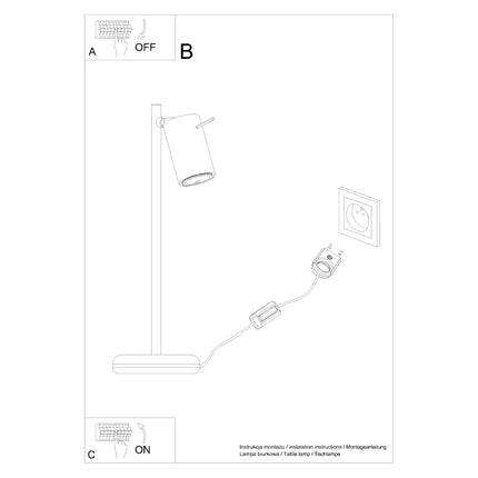Lampe de table directionnelle blanche installée sur un bureau, éclairage d'appoint orienté