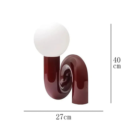 Lampe de table LED boule italienne coloris rouge