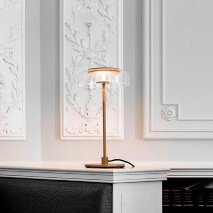 Abat-jour en verre de la lampe de table LED diffusant une lumière douce