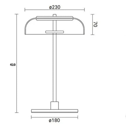 Détail du socle en métal de la lampe de table LED verre moderne