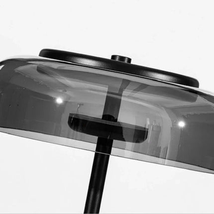 Lampe de table LED verre moderne à abat-jour en verre gris fumé