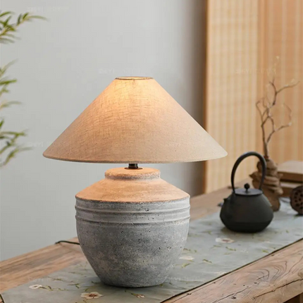 Lampe de table Wabi-Sabi en céramique au style naturel