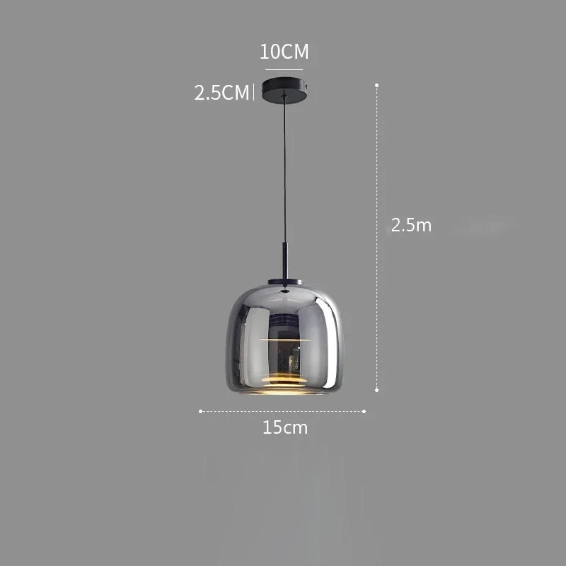 Lampe en verre LED de style nordique, coloris gris fumé, idéale pour une ambiance chic et contemporaine.