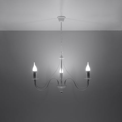 Lustre 3 Bougies Moderne Blanc dans une salle à manger