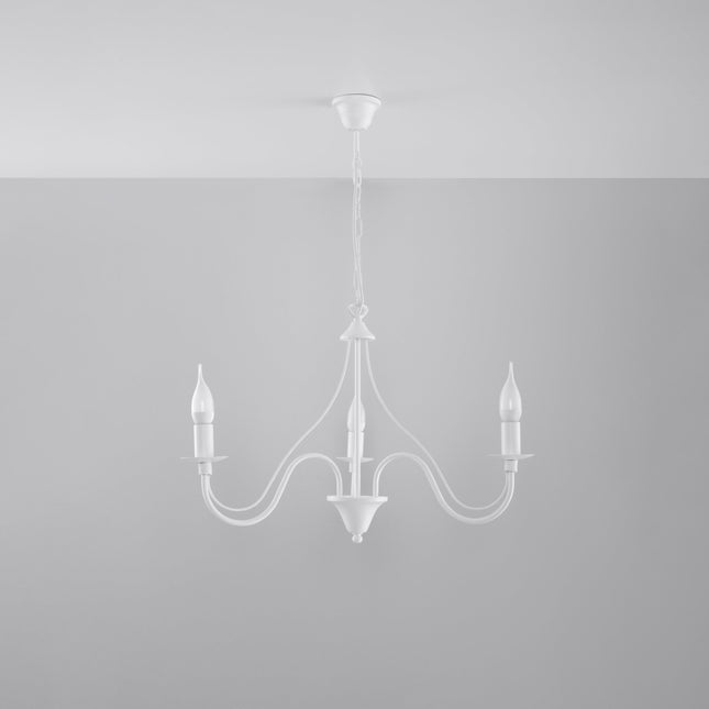 Lustre 3 Bougies Moderne Blanc dans un salon