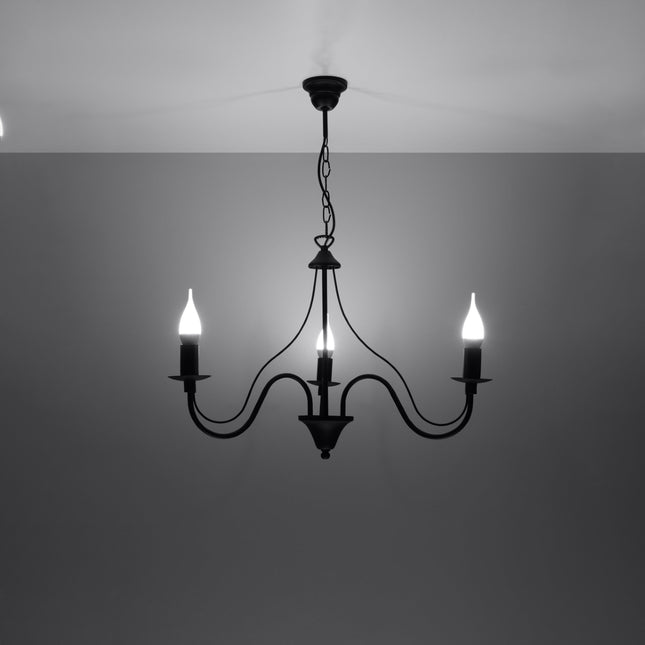 Lustre 3 Bougies Moderne Noir dans une salle à manger