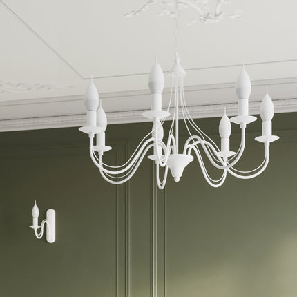 Lustre 5 Bougies Moderne Blanc en vue de dessous