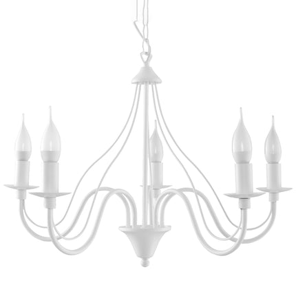 Lustre 5 Bougies Moderne Blanc sur fond neutre