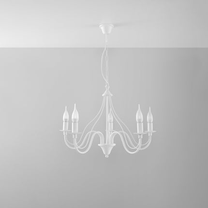 Lustre 5 Bougies Moderne Blanc dans un salon