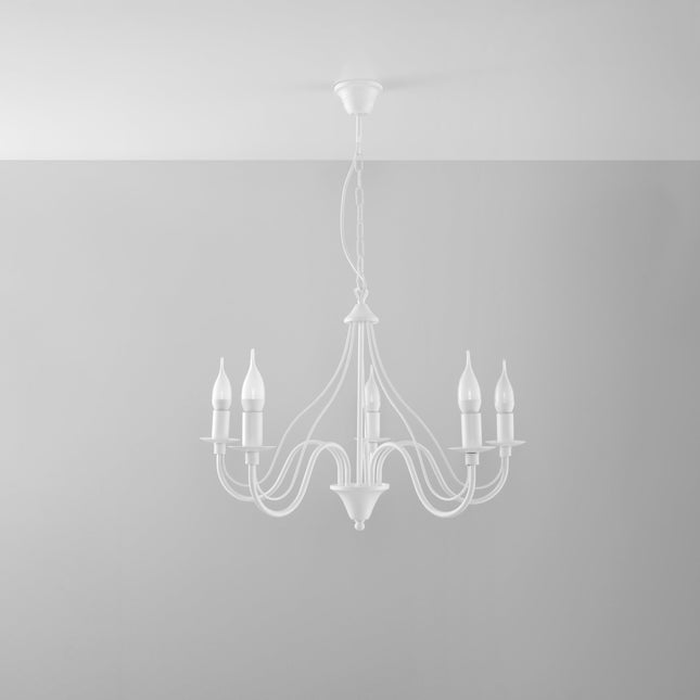 Lustre 5 Bougies Moderne Blanc dans un salon