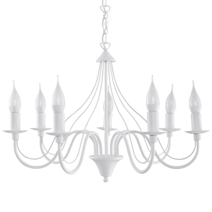 Lustre 7 Bougies Moderne Blanc sur fond neutre