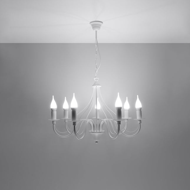 Lustre 7 Bougies Moderne Blanc dans une salle à manger