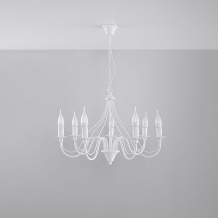 Lustre 7 Bougies Moderne Blanc dans un salon
