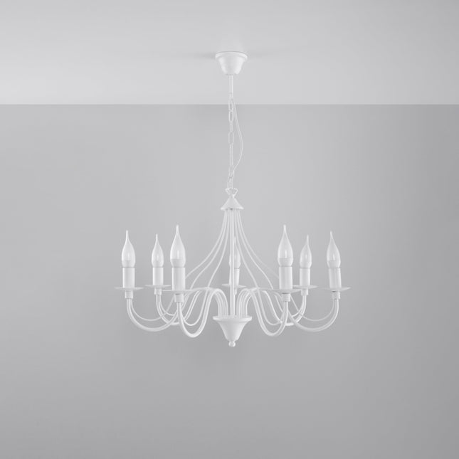 Lustre 7 Bougies Moderne Blanc dans un salon