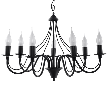 Lustre 7 Bougies Moderne Noir sur fond neutre