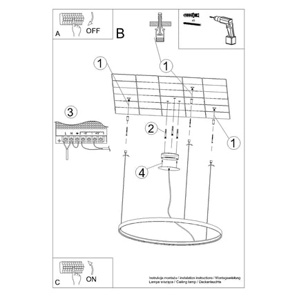 Instructions de montage du Lustre Anneau Solis 110 cm
