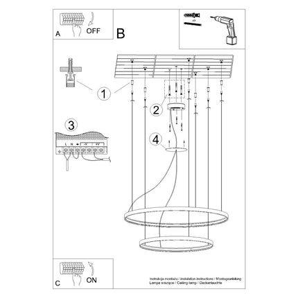 Instructions de montage du lustre Anneau Solis 2 anneaux