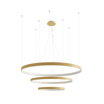 Lustre Anneau Solis 3 anneaux dorés sur fond neutre, packshot