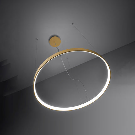 Lustre anneau doré Anneau Solis allumé, lumière blanche neutre
