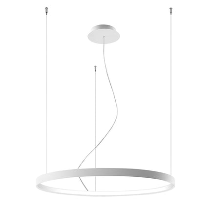 Lámpara de araña Anillo Solis 78 cm blanca con florón y cables, sobre fondo blanco