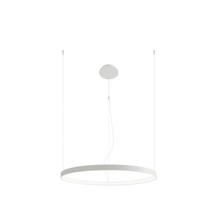 Lámpara de araña Anillo Solis 78 cm blanca con florón y cables, sobre fondo blanco