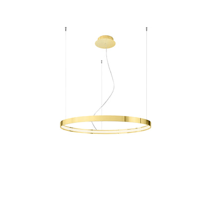 Lustre Anneau Solis 78 cm or poli brillant sur fond neutre, packshot
