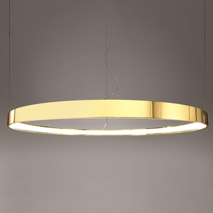 Lustre anneau or poli Anneau Solis vu de profil, fine tranche lumineuse