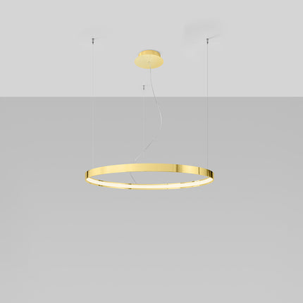 Lustre Anneau Solis 78 cm en aluminium or poli, anneau LED brillant au plafond