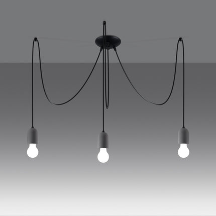 Lustre Béton Raffiné 3 allumé, trois ampoules visibles