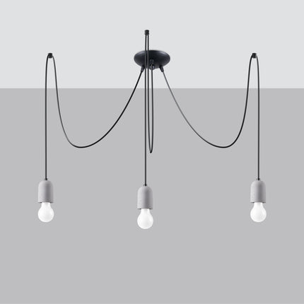 Lustre Béton Raffiné 3 fixé au plafond, éteint