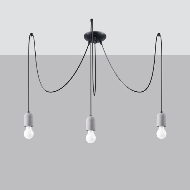 Lustre Béton Raffiné 3 fixé au plafond, éteint