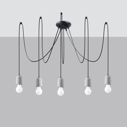 Lustre Béton Raffiné 5 fixé au plafond, éteint