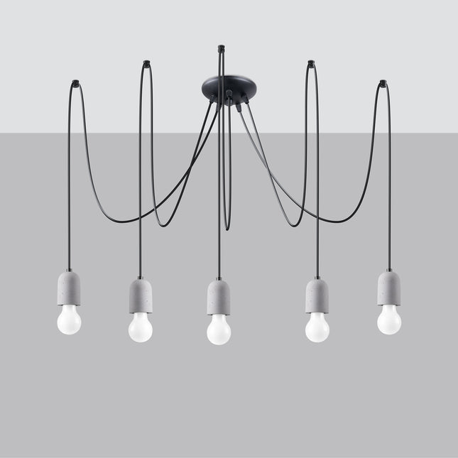 Lustre Béton Raffiné 5 fixé au plafond, éteint