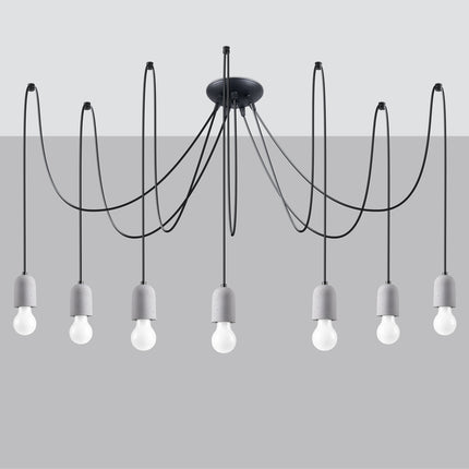 Lustre Béton Raffiné 7 fixé au plafond, éteint
