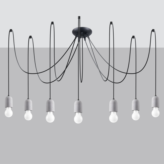 Lustre Béton Raffiné 7 fixé au plafond, éteint