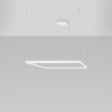 Lustre Carré Pure L en aluminium blanc, cadre LED carré 110 cm, vue studio