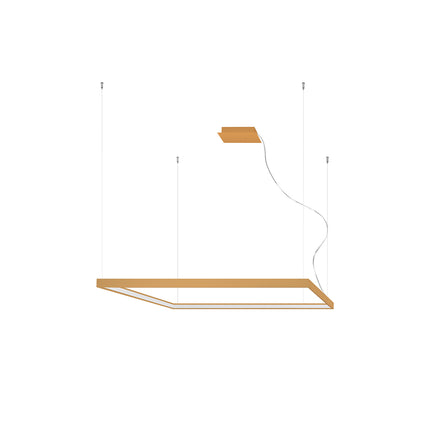 Lustre Carré Pure L doré 110 cm sur fond neutre, packshot