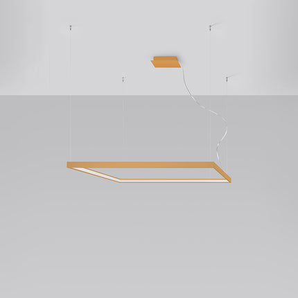 Lustre Carré Pure L en aluminium doré, cadre LED carré 110 cm, vue studio