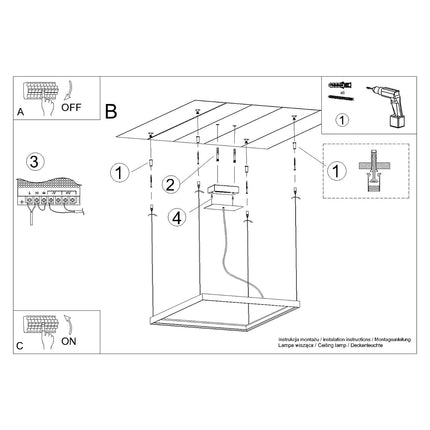 Instructions de montage du lustre Carré Pure au plafond