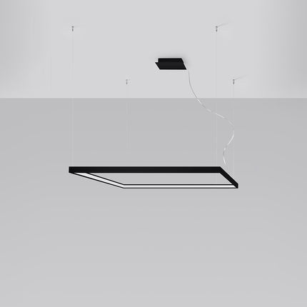 Lustre Carré Pure L en aluminium noir, cadre LED carré 110 cm, vue studio