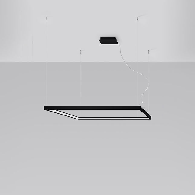 Lustre Carré Pure L en aluminium noir, cadre LED carré 110 cm, vue studio