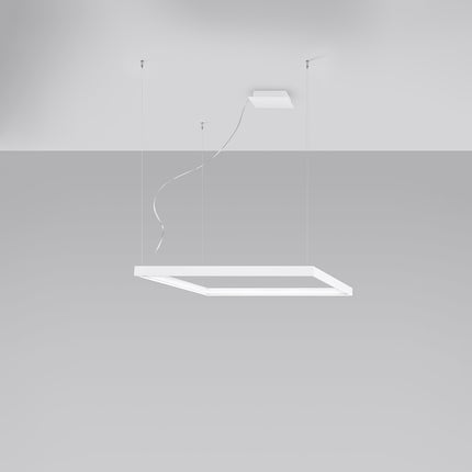 Lustre Carré Pure M en aluminium blanc, cadre LED carré 80 cm, vue studio