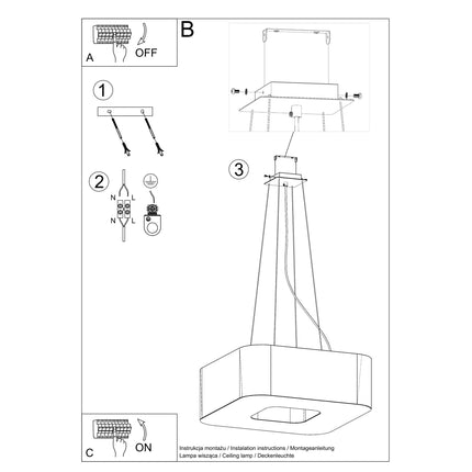 Notice de montage du lustre suspendu Uranus 80 : raccordement, fixation de la platine et réglage des câbles