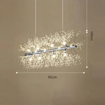 Lustre cristal pissenlit nordique dans un grand salon élégant