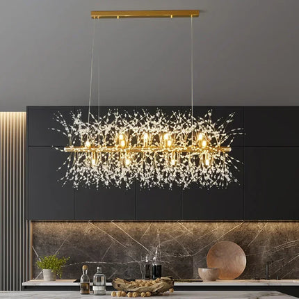 Lustre nordique en cristal inspiré du pissenlit avec structure en métal