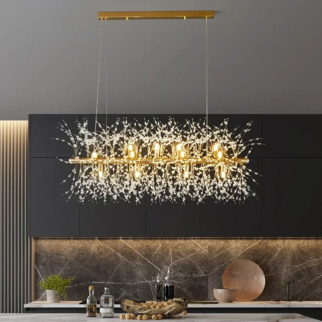 Lustre nordique en cristal inspiré du pissenlit avec structure en métal